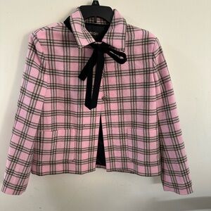 Maje Pink and Black Plaid Blazer